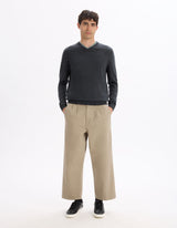 100% Merino Wool V - Neck Sweater - Anthracite - Runner