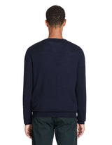 100% Merino Wool V - Neck Sweater - Navy - Runner