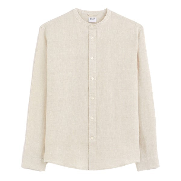 CELIO Regular Linen Shirt With Mandarin Collar