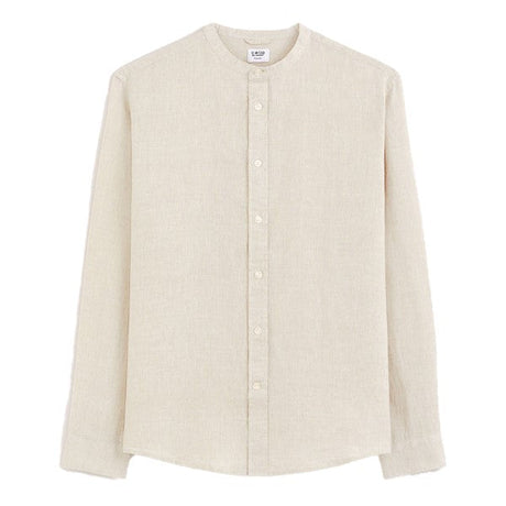 CELIO Regular Linen Shirt With Mandarin Collar