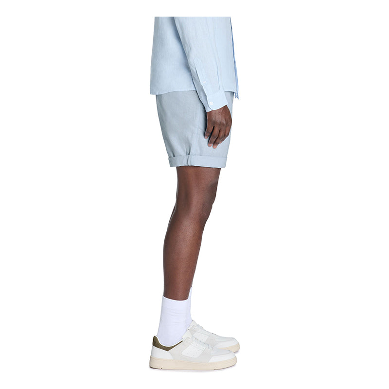 Linen And Cotton Bermuda Shorts - Light Blue