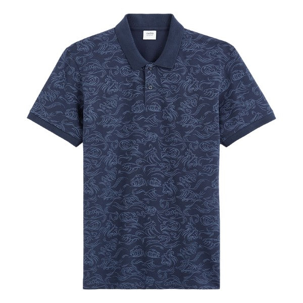 CELIO Regular Pique Polo Shirt In Printed Cotton