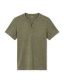 Straight Cut Henley Mixed T-Shirt