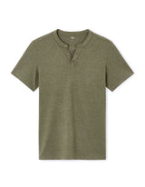 Straight Cut Henley Mixed T-Shirt