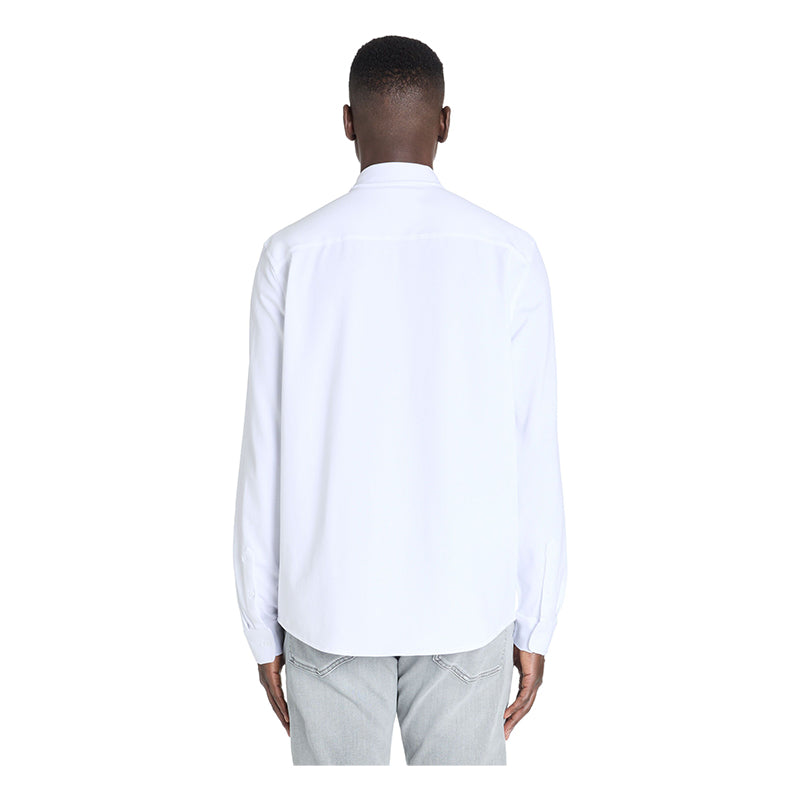 Regular Stretch Cotton Pique Shirt - White