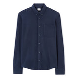 Regular Stretch Cotton Pique Shirt - Navy