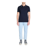 Slim Stretch Cotton Polo Shirt - Navy