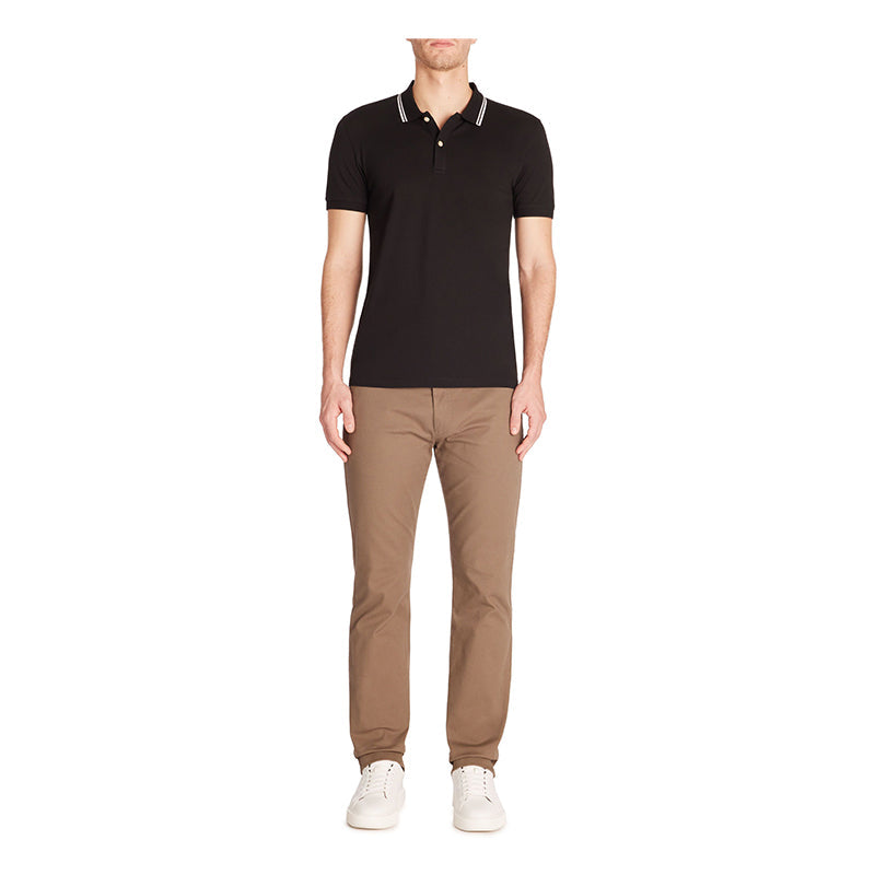 Slim Stretch Cotton Polo Shirt - Black
