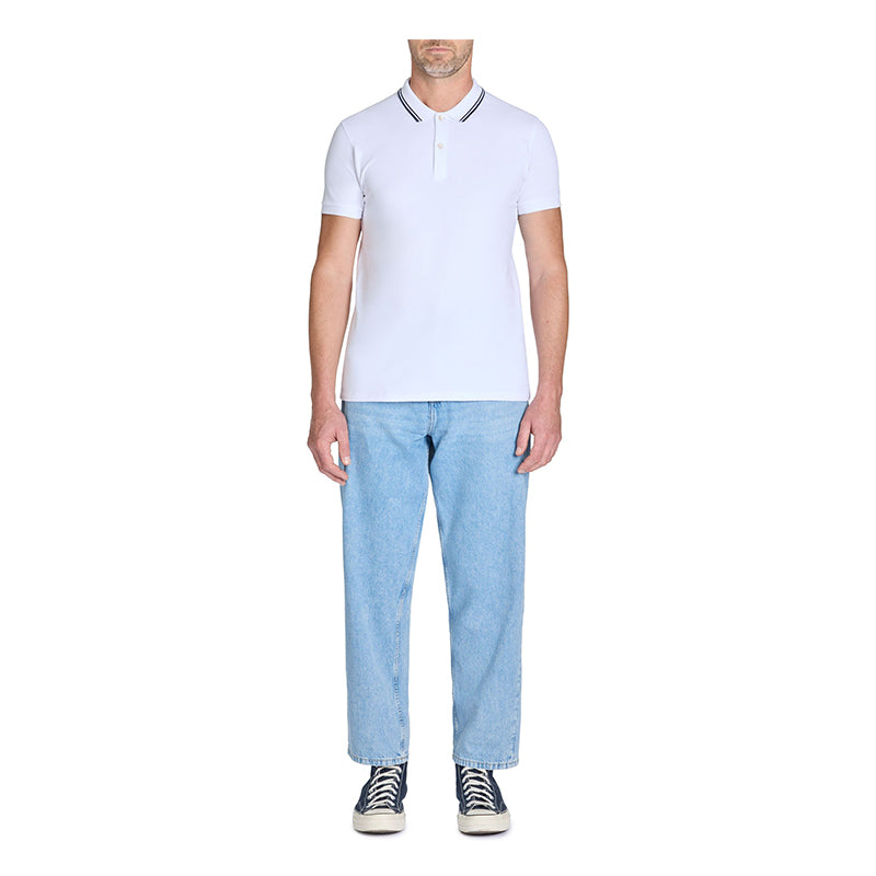 Slim Stretch Cotton Polo Shirt - White
