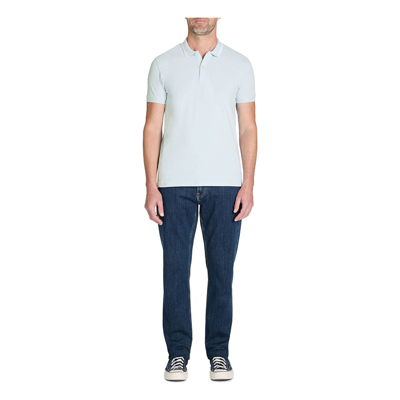 Slim Stretch Cotton Polo Shirt - Light Blue