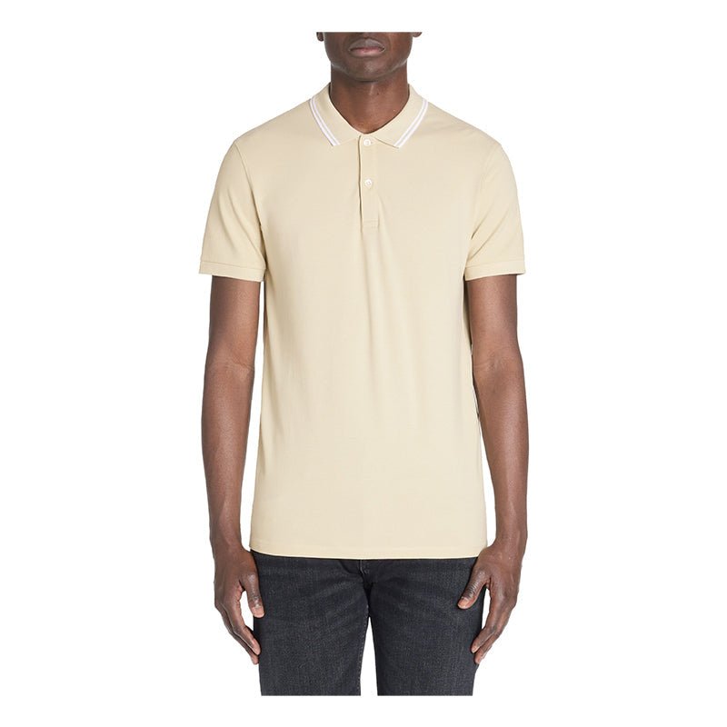 Slim Stretch Cotton Polo Shirt - Beige