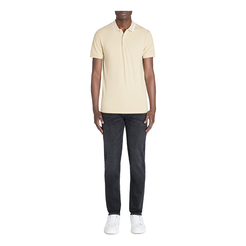 Slim Stretch Cotton Polo Shirt - Beige