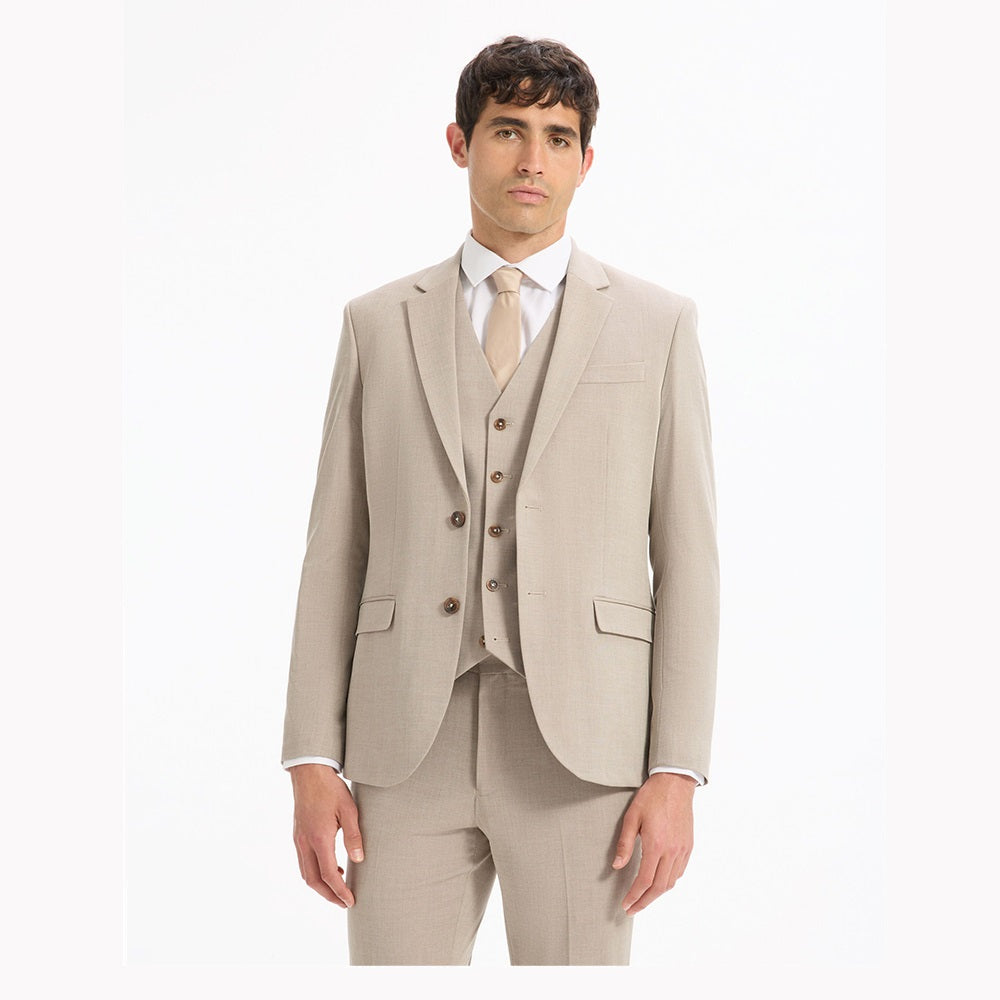 Slim Stretch Suit Jacket - Beige