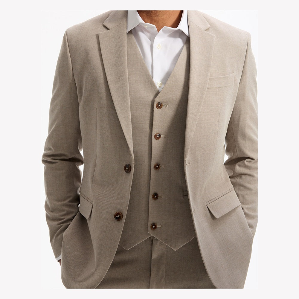Slim Stretch Suit Jacket - Beige