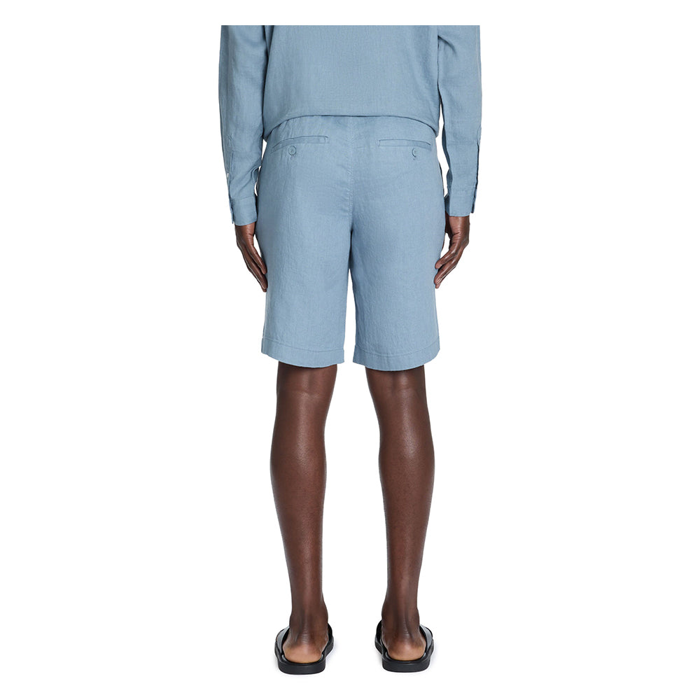 100% Linen Bermuda Shorts - Blue