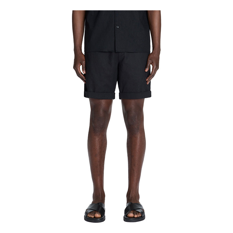 Linen And Cotton Bermuda Shorts - Black