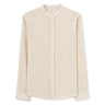 Regular Striped Shirt With Mandarin Collar In Linen And Cotton - Natural