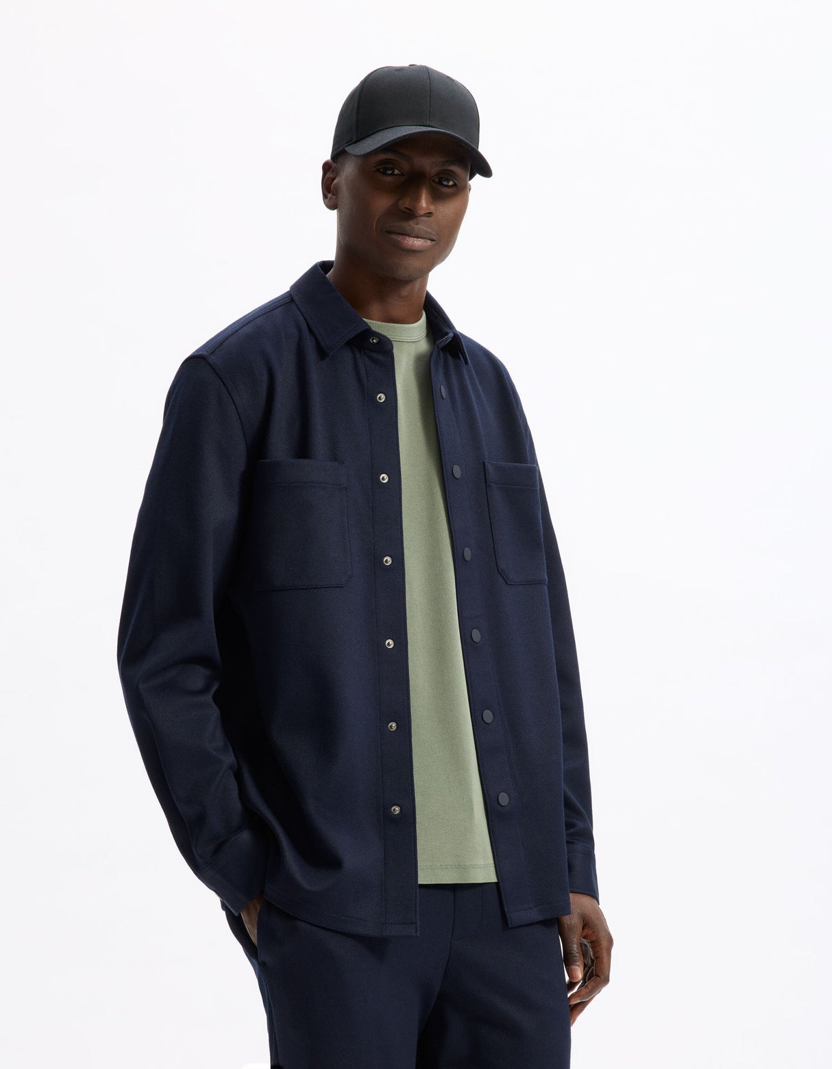 Textured Overshirt With 2 Pockets