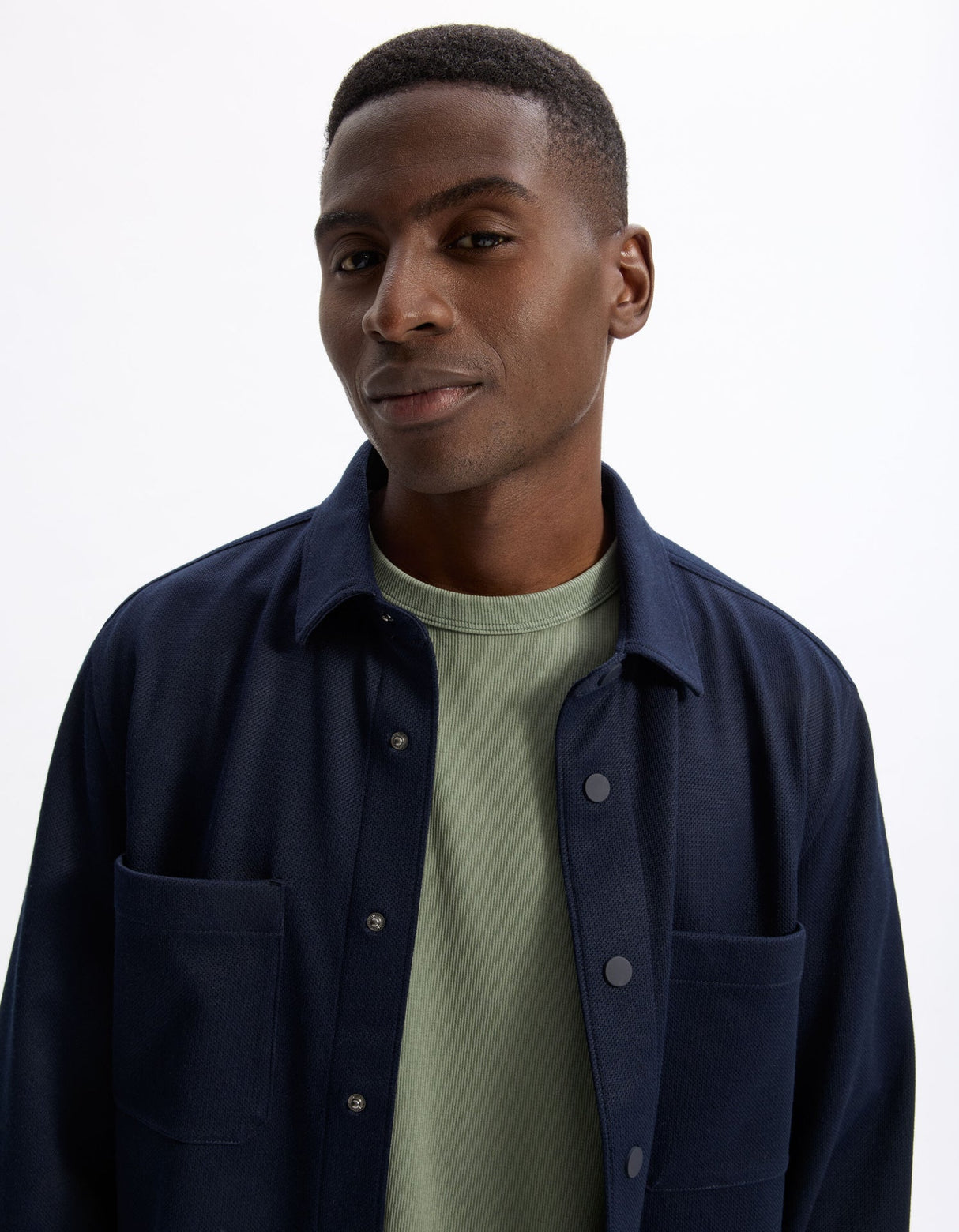 Textured Overshirt With 2 Pockets