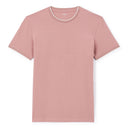 Stretch Cotton Striped Straight-Neck T-Shirt - Purple