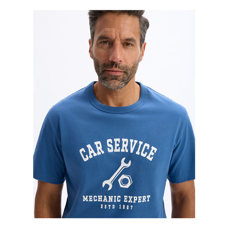 100% Cotton Boxy Crew Neck T-Shirt - Navy
