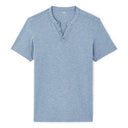 Straight Tunisian Collar T-Shirt - Blue