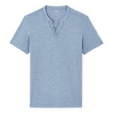 Straight Tunisian Collar T-Shirt - Blue