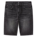 Stretch Cotton Denim Bermuda Shorts - Black