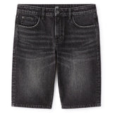 Stretch Cotton Denim Bermuda Shorts - Black