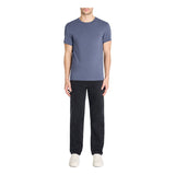 Slim Round-Neck T-Shirt In Stretch Cotton - Gray Blue