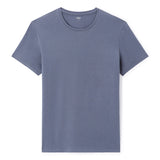 Slim Round-Neck T-Shirt In Stretch Cotton - Gray Blue