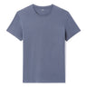 Slim Round-Neck T-Shirt In Stretch Cotton - Gray Blue