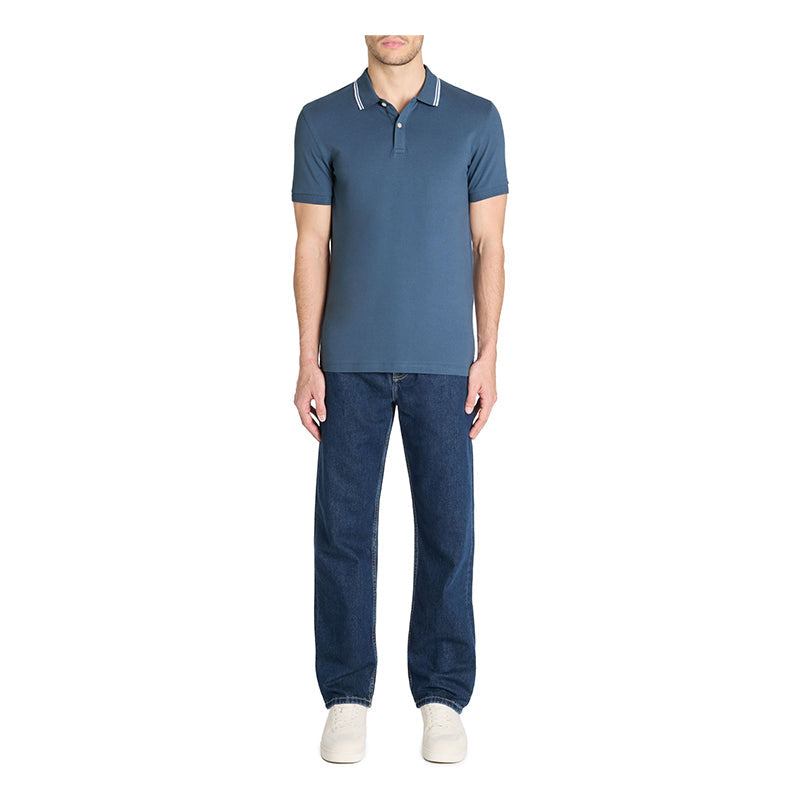 Slim Stretch Cotton Polo Shirt - Dark Blue