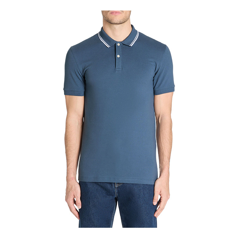 Slim Stretch Cotton Polo Shirt - Dark Blue