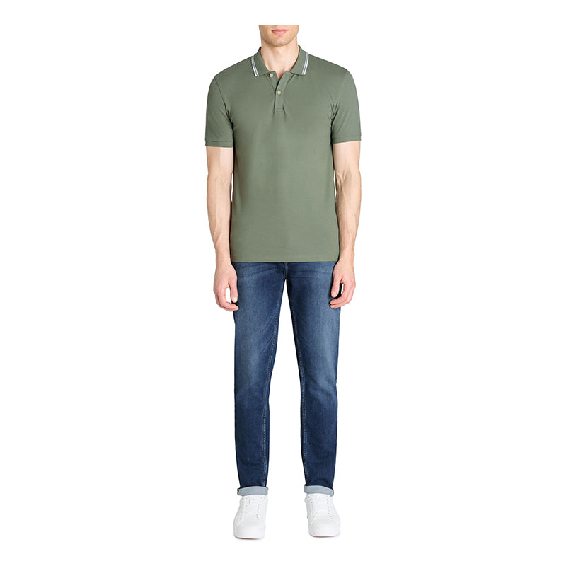 Slim Stretch Cotton Polo Shirt - Light Green