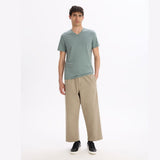 100% Cotton Straight V-Neck T-Shirt - Grey-Green