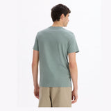 100% Cotton Straight V-Neck T-Shirt - Grey-Green