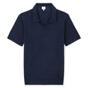 Slim-Fit 100% Cotton Knit Polo Shirt - Navy