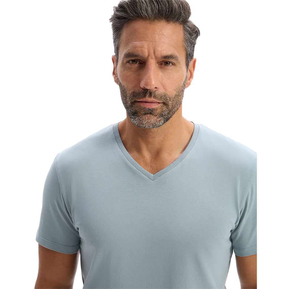 Slim V-Neck T-Shirt In Stretch Cotton