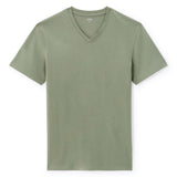 Straight V-Neck T-Shirt 100% Cotton - Green