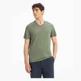 Straight V-Neck T-Shirt 100% Cotton - Green