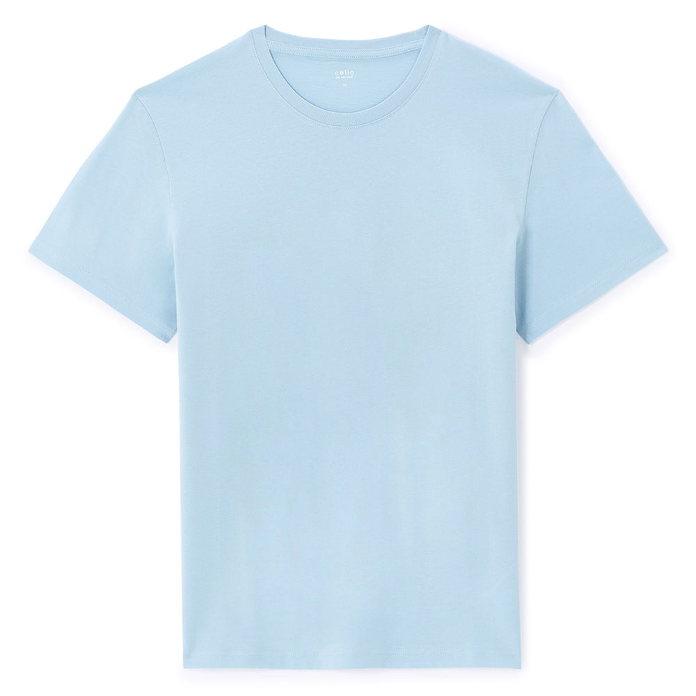 Straight Round Neck T-Shirt 100% Cotton - Light Blue