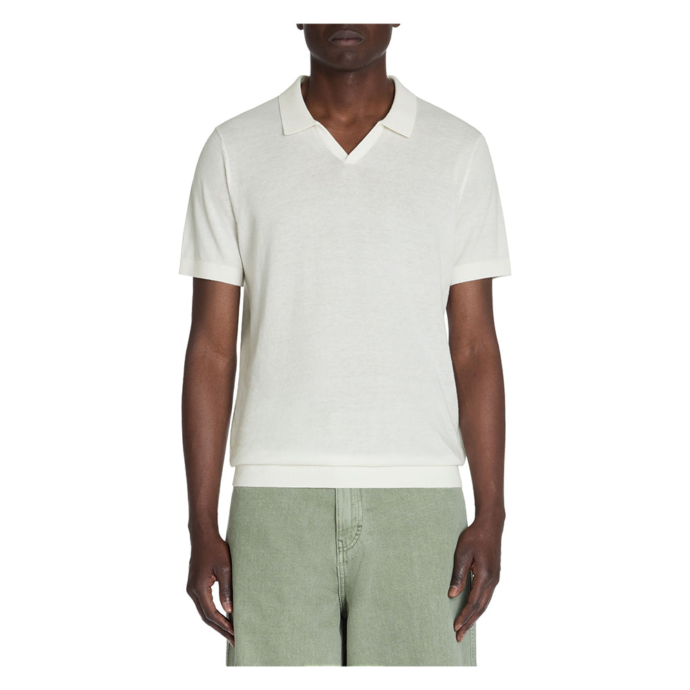 Slim-Fit 100% Cotton Knit Polo Shirt - Beige