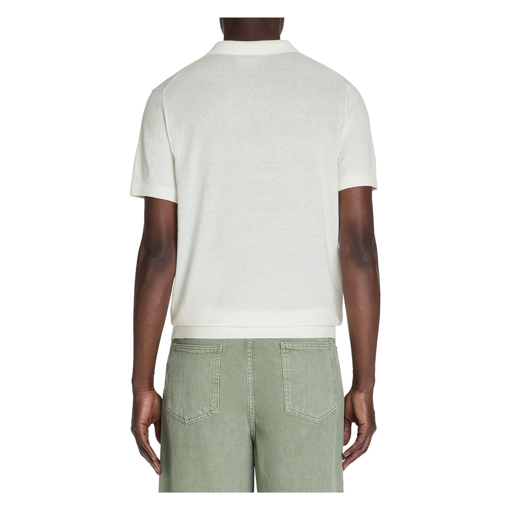 Slim-Fit 100% Cotton Knit Polo Shirt - Beige