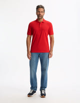 Regular 100% cotton pique polo shirt - red