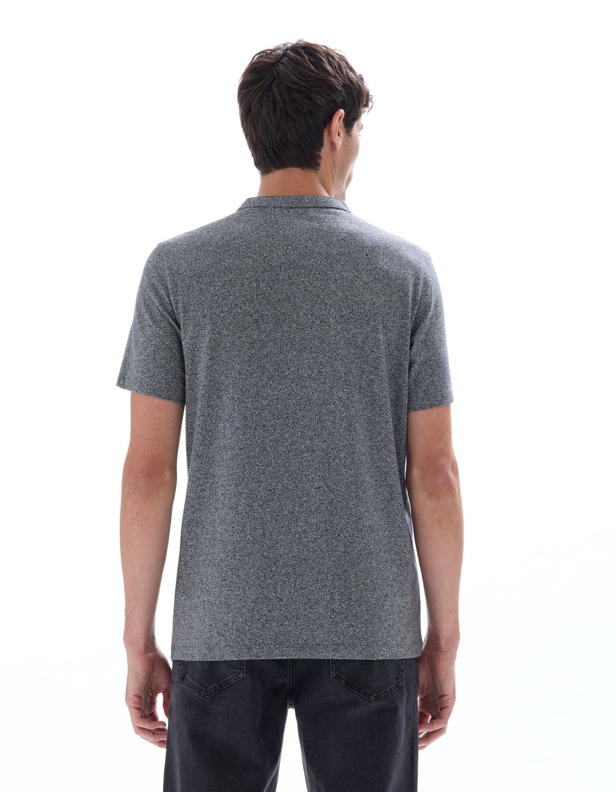 Regular Tunisian-Collar Blended T-Shirt