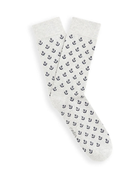 Anchor Pattern Knee - High Socks - Heather Gray - Runner