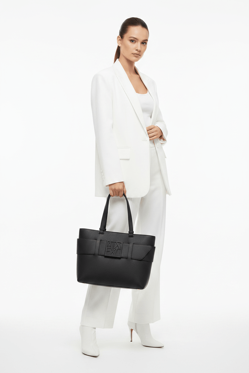 ARMANI EXCHANGE Medium shopper bag with tone-on-tone monogram AXB22 - Runner