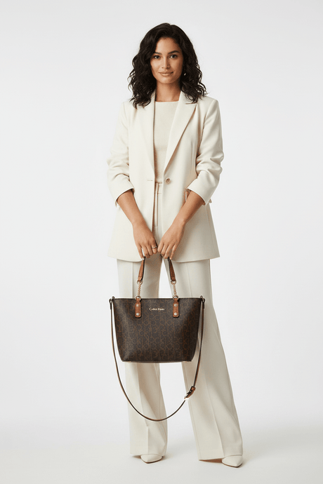 Calvin Klein Monogram Tote Bag Small Handbag Women CB107 - Runner