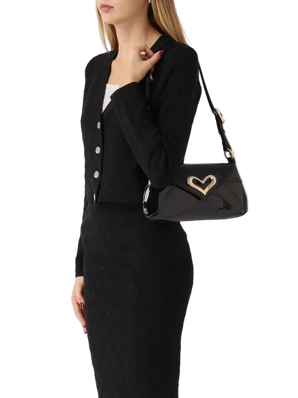 PINKO Classic patent leather and rhinestones  Shoulder Black PB72